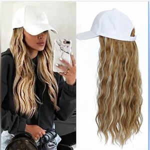White Adjustable Cap with Wavy Ombre Wig